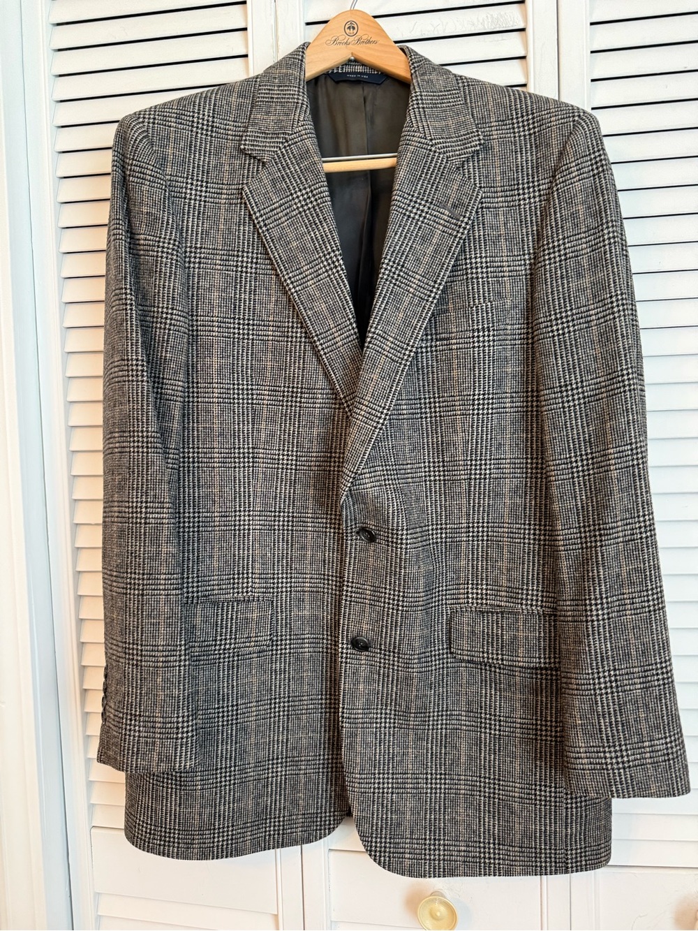 VTG Brooks Brothers Camel Hair 40R Windowpane Blazer 2-Button Vented Gentlemen